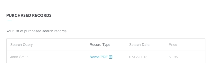 Image of where to view your purchased PDF and Single Record Purchases